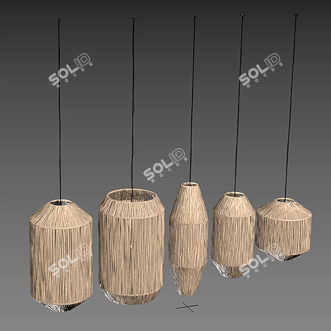 Modern Wicker Lamp Fixture 3D model image 5