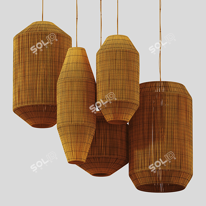 Modern Wicker Lamp Fixture 3D model image 6