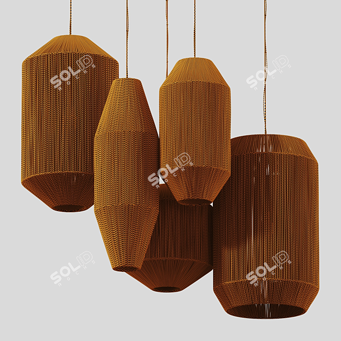 Modern Wicker Lamp Fixture 3D model image 7