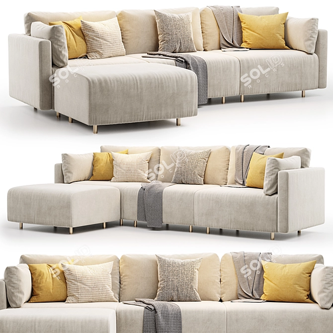 Everly Quinn Upholstered Sectional Set 3D model image 1