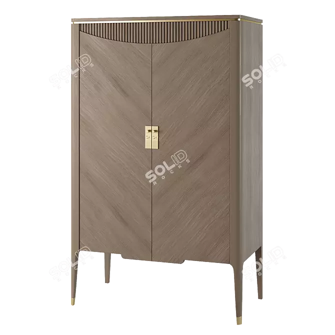 Italian Highboard Hinged Doors Bar 3D model image 3