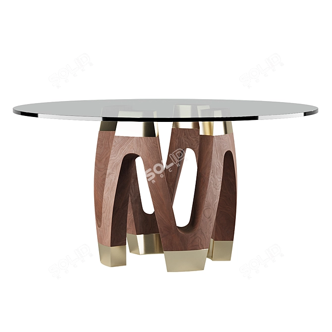 Modern Wave Dining Table Set 3D model image 1