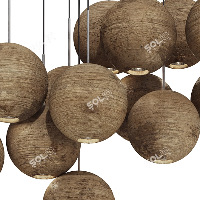 Clustered Wooden Chandelier Light 3D model image 5