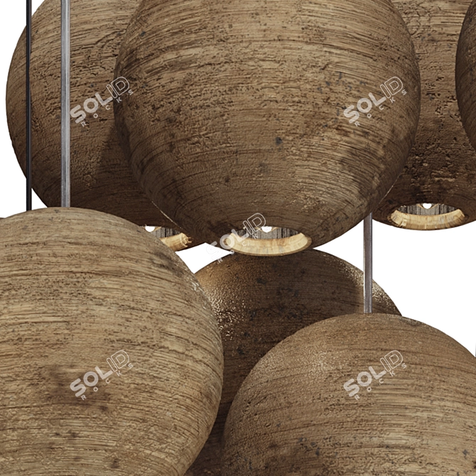 Clustered Wooden Chandelier Light 3D model image 6