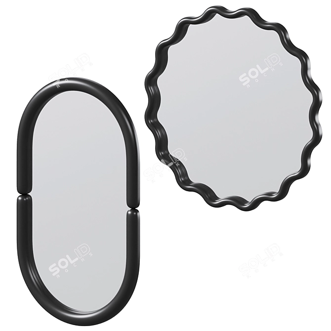 Modern Wavy & Oval Mirrors 3D model image 1