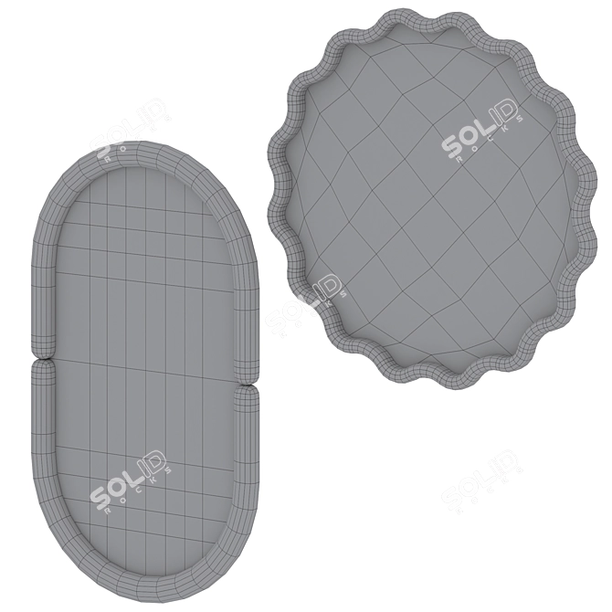 Modern Wavy & Oval Mirrors 3D model image 4