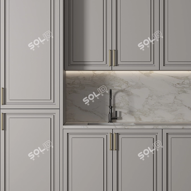 Modern Neoclassic Kitchen Set with Appliances 3D model image 3