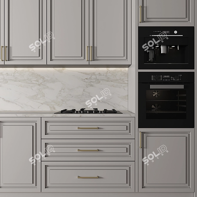 Modern Neoclassic Kitchen Set with Appliances 3D model image 4