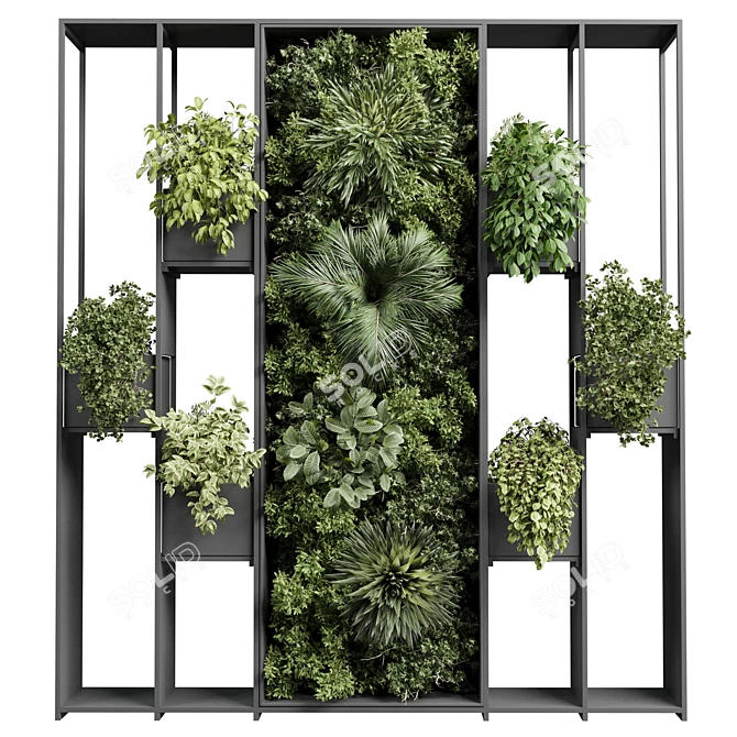 Metal Frame Vertical Garden Partition 3D model image 2