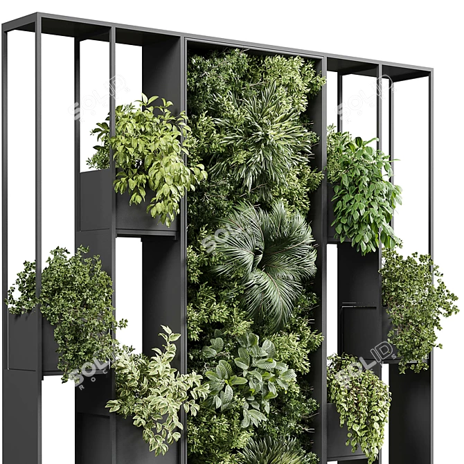 Metal Frame Vertical Garden Partition 3D model image 3