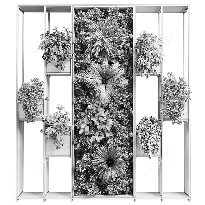 Metal Frame Vertical Garden Partition 3D model image 5