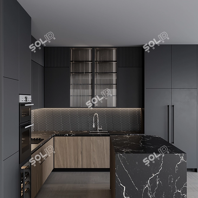 Adjustable Modern Kitchen Unit 3D model image 2