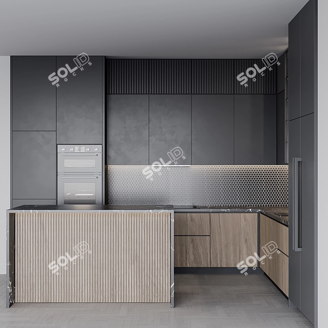 Adjustable Modern Kitchen Unit 3D model image 3