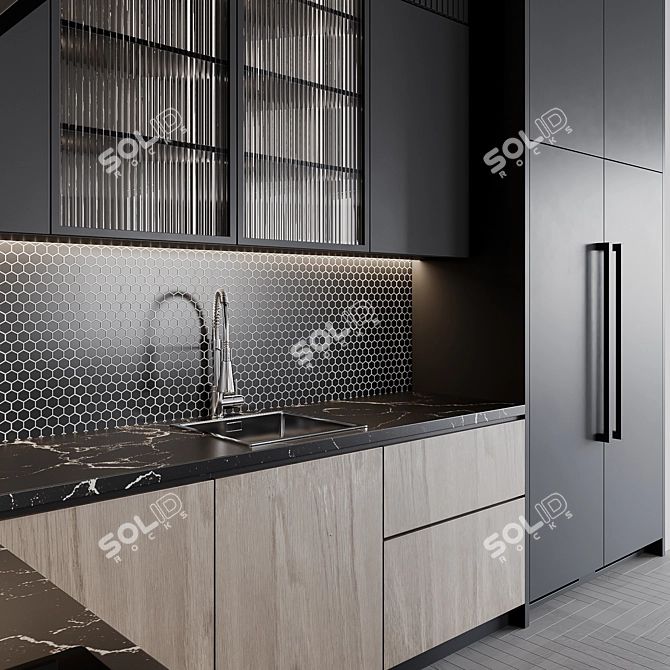 Adjustable Modern Kitchen Unit 3D model image 4