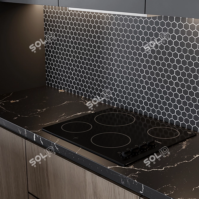 Adjustable Modern Kitchen Unit 3D model image 5