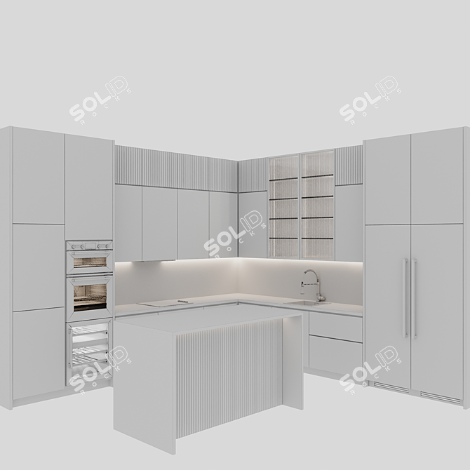 Adjustable Modern Kitchen Unit 3D model image 7