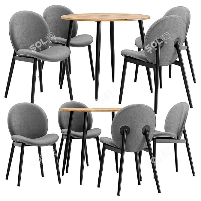 Modern Dining Set Tiole and Uranus 3D model image 1