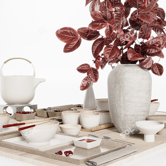  Elegant Tableware Set for 21 3D model image 3