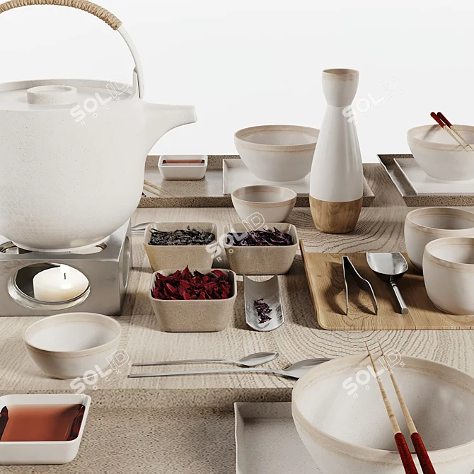  Elegant Tableware Set for 21 3D model image 6