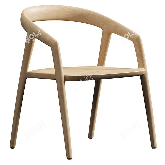 Minimalist Ash Dining Chair 3D model image 1