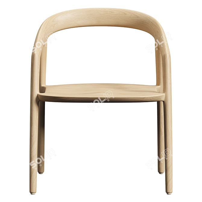 Minimalist Ash Dining Chair 3D model image 3