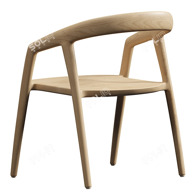 Minimalist Ash Dining Chair 3D model image 5