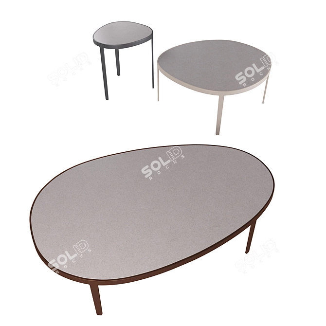 Elegant Metal and Stone Coffee Table 3D model image 2