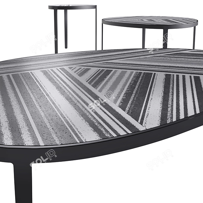 Elegant Metal and Stone Coffee Table 3D model image 4