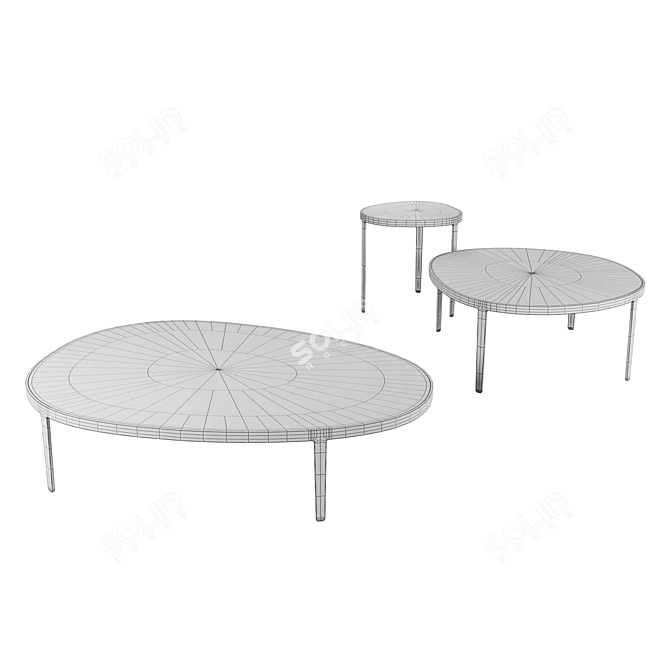 Elegant Metal and Stone Coffee Table 3D model image 6