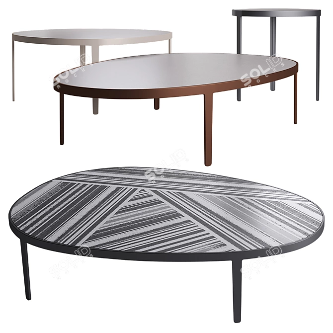 Elegant Metal and Stone Coffee Table 3D model image 7