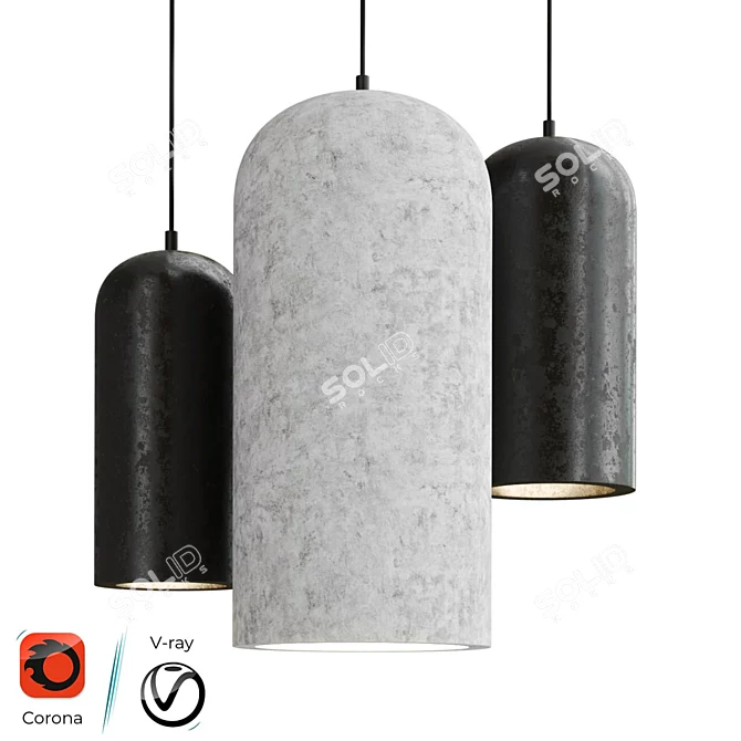 Modern Concrete Pendant Light 3D model image 1