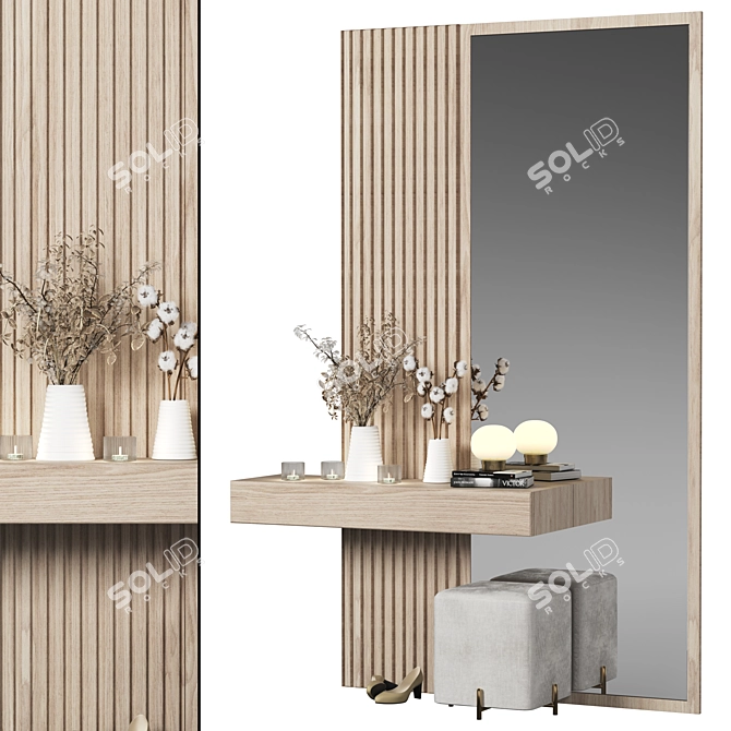 Modern Wood Hallway Organizer Cabinet 3D model image 1