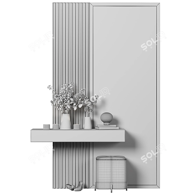 Modern Wood Hallway Organizer Cabinet 3D model image 3