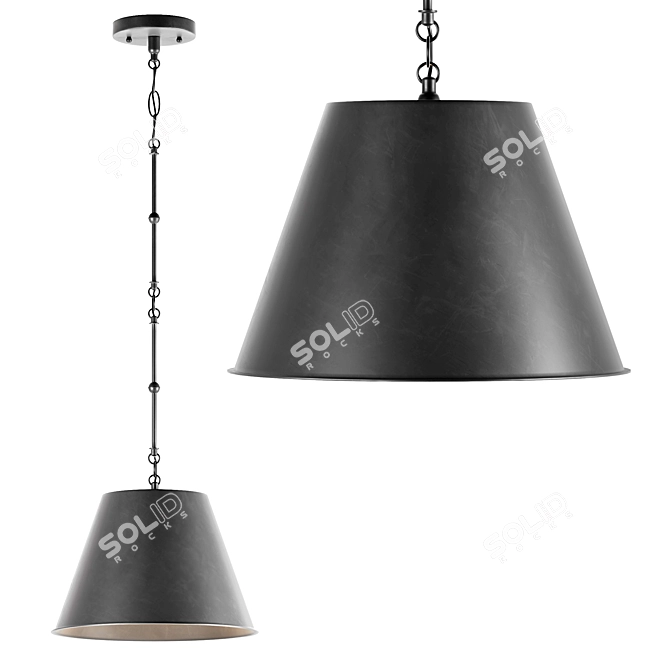 Industrial Chic Matte Black Pendant 3D model image 1