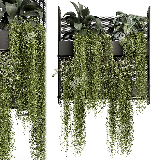 Metal Pot Hanging Plants Set 3D model image 1