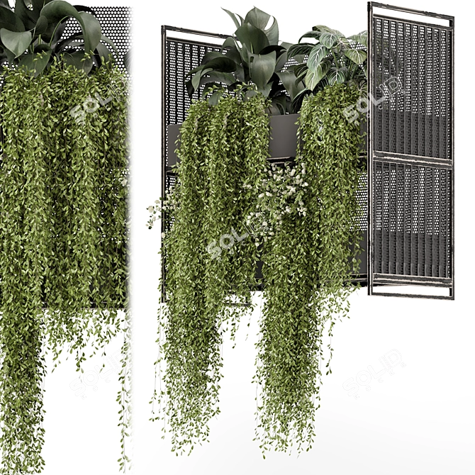 Metal Pot Hanging Plants Set 3D model image 2