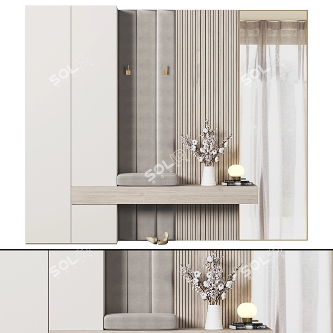 Modern Wood Hallway Furniture Cabinet 3D model image 1