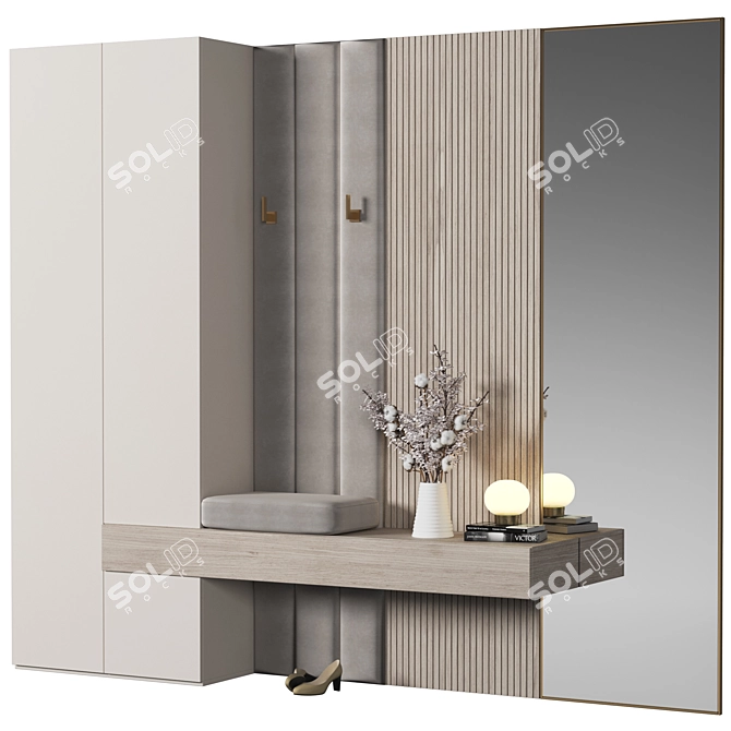 Modern Wood Hallway Furniture Cabinet 3D model image 2