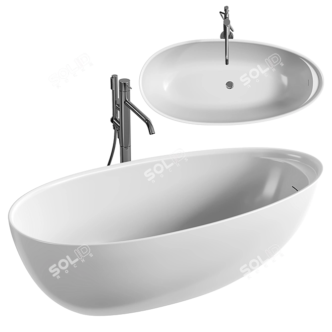 Antoniolupi Oval Bath, Matte White 3D model image 1