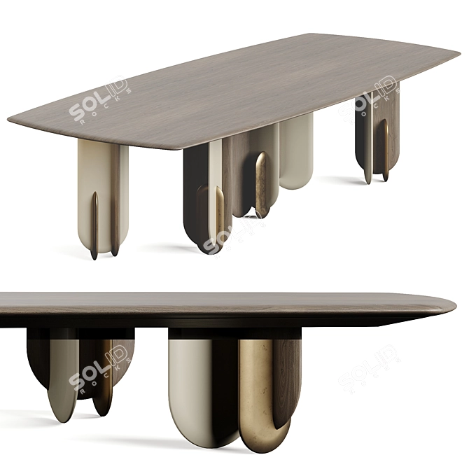 Laura Meroni Talento Square Dining Table - Precision Crafted & Seamless 3D model image 8