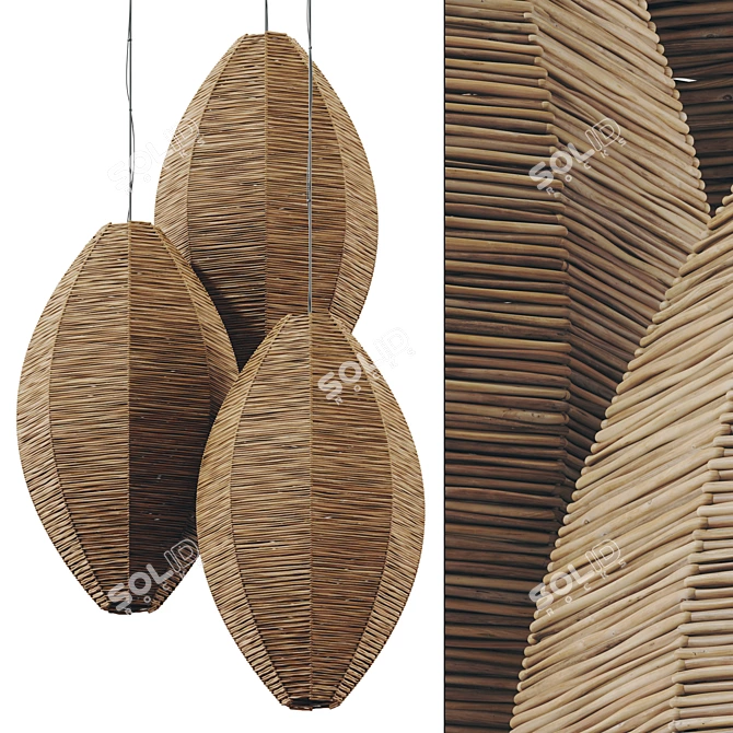 Elegant Wicker Lamp Model, 3D 3D model image 1