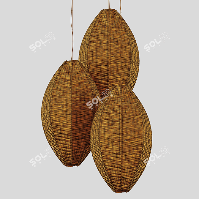 Elegant Wicker Lamp Model, 3D 3D model image 6