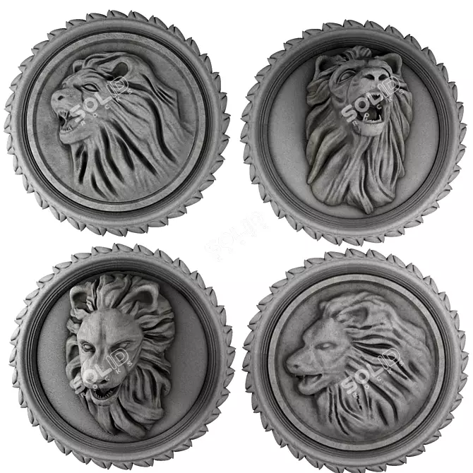 Lion 3D Printed Plaster Statue 3D model image 1