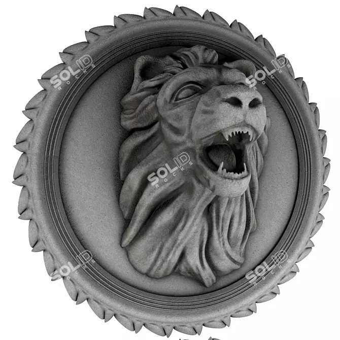 Lion 3D Printed Plaster Statue 3D model image 3