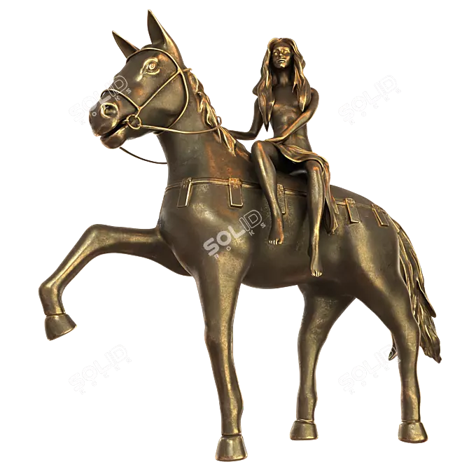 Elegant Lady on Horse 3D Model 3D model image 1