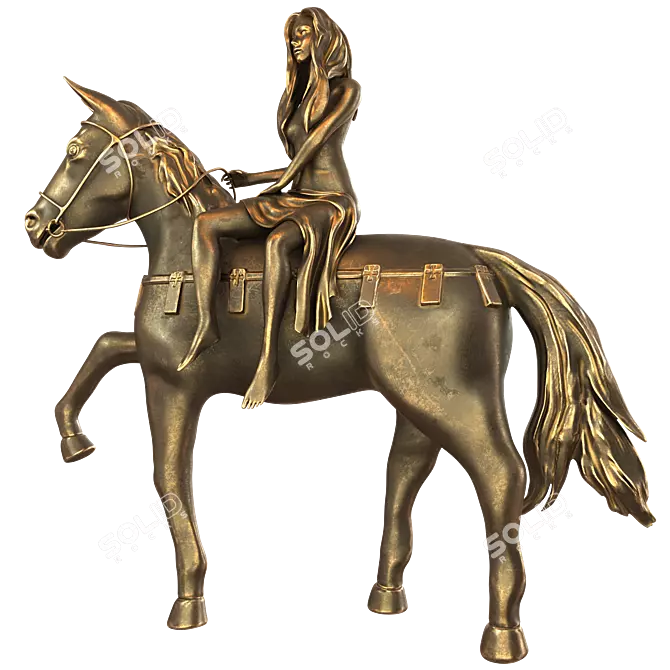 Elegant Lady on Horse 3D Model 3D model image 2