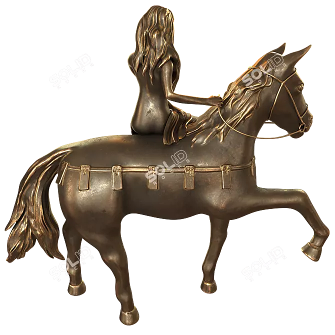 Elegant Lady on Horse 3D Model 3D model image 3