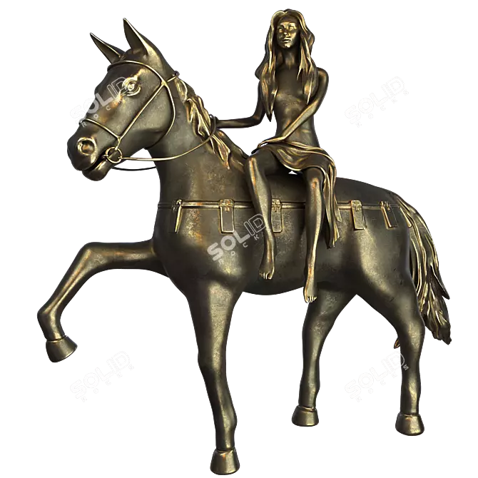 Elegant Lady on Horse 3D Model 3D model image 5