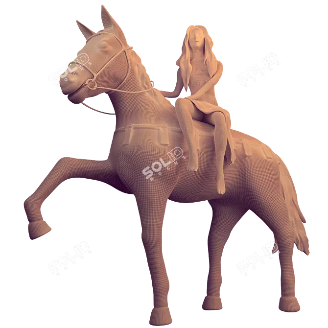 Elegant Lady on Horse 3D Model 3D model image 6