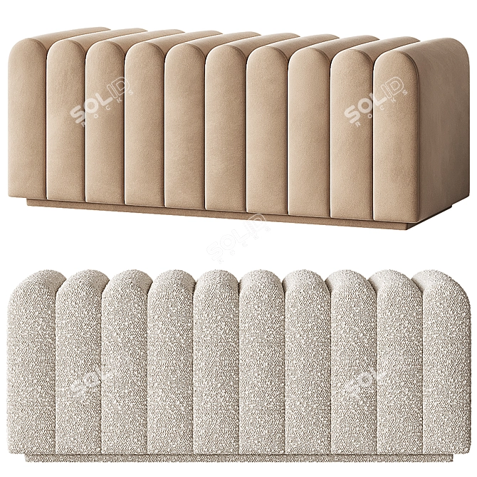 Modern Velvet Bente Bench 3D model image 1